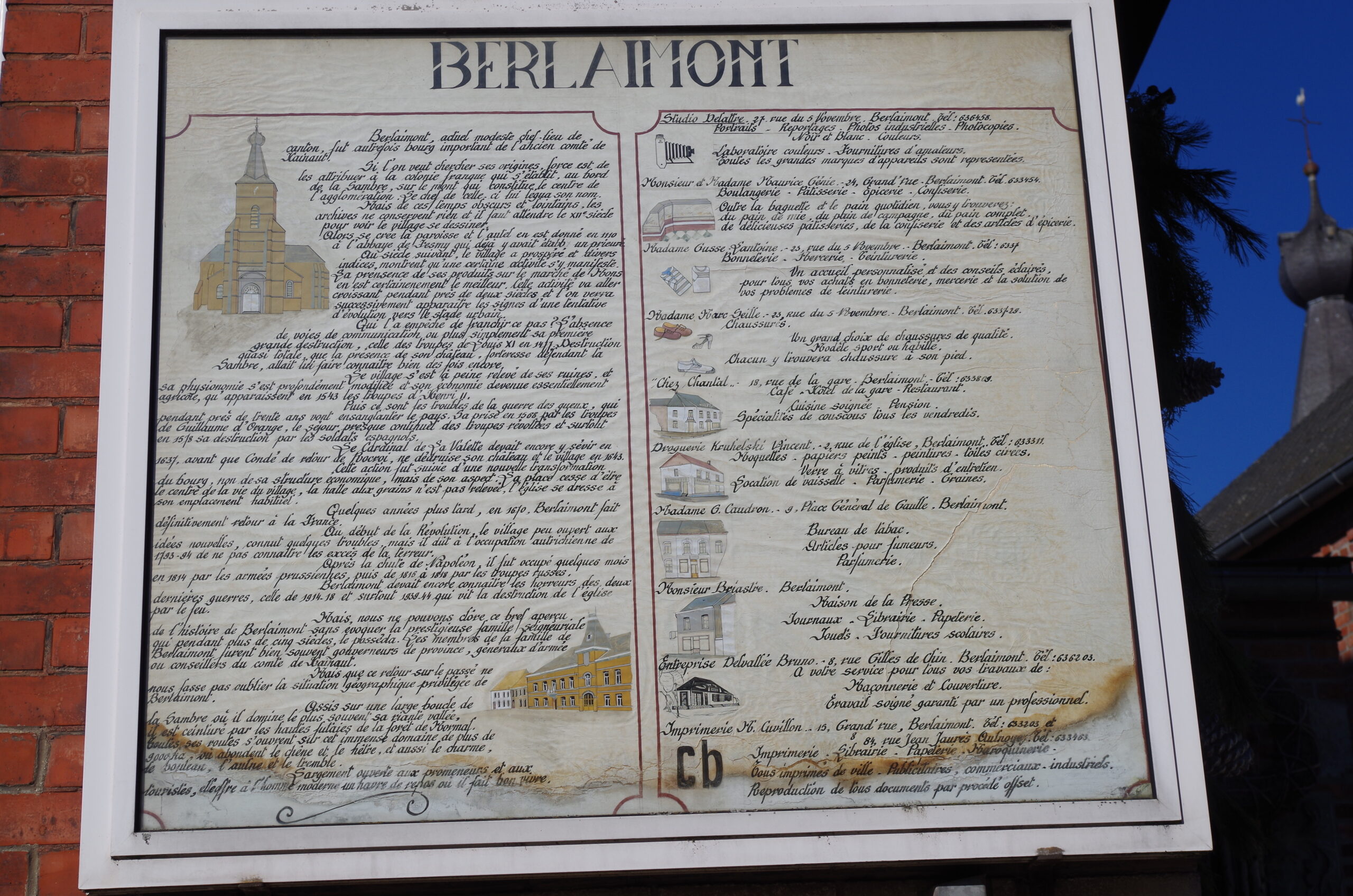 Berlaimont, panneau municipal sur l’histoire du village