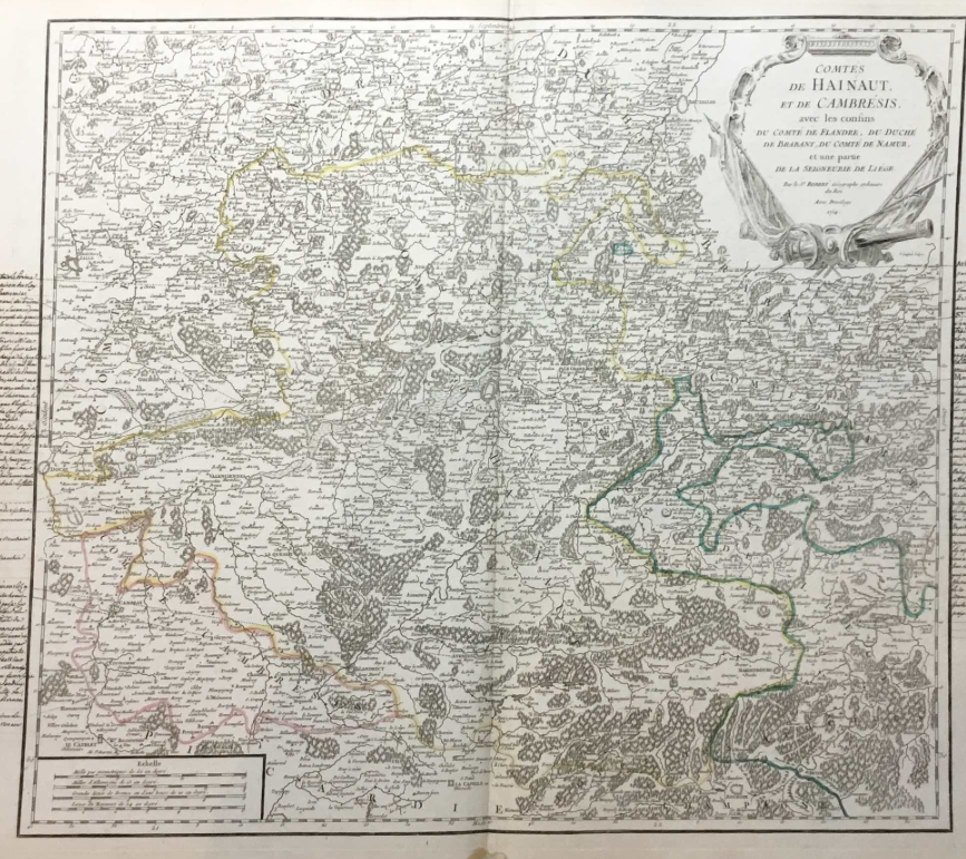 Le Hainaut Cambrésis en 1754, carte Vaugondy